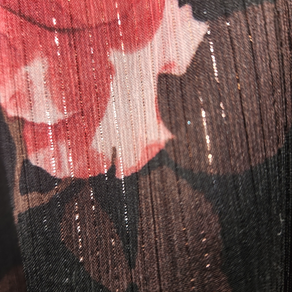 Simply Vera Vera Wang Mauve And Light Pink Floral Long Sleeve Black Dress - Picture 3 of 7